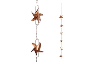 taman Rain Chain Set, 6ft Windmill Rain Chain for Gutters,Copper Rain Chain Cups to Replace Gutter Downspout, Divert Water, 6 Cups, Rose Gold
