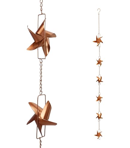 Mushroom Design Outdoor Rain Chain - 62 Inches Long, Bronze Finish | Decorative Downspout Alternative