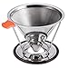 E-PRANCE Pour Over Coffee Filter, Reusable Coffee Cone Dripper Paperless, Stainless Steel Double Mesh Pour Over Coffee Maker with Separate Stand for 1-4 cups