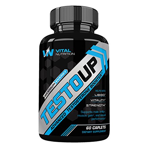 TESTO UP | Extra Strength Testosterone Booster for Men | Endurance, Stamina and Strength Booster | Builds Muscle Fast | Boost Performance and Recovery | For Energy & Sex Drive (60 Caplets)