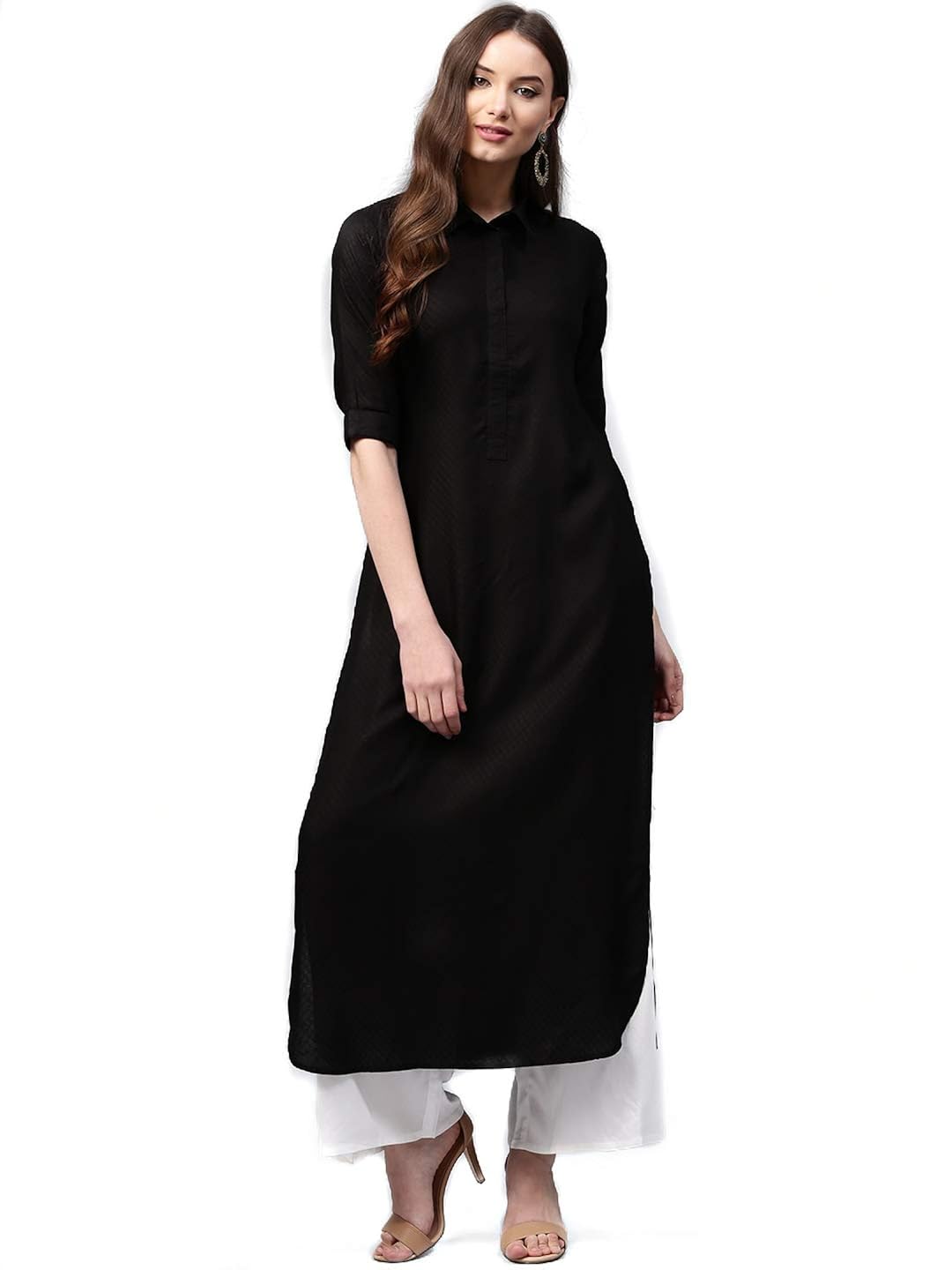 anjushree choice women stitched rayon long black kurti kurta