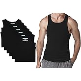 Different Touch 6 Pack Men's Big and Tall Muscle Ribbed Tank Tops A-Shirts Underwear Shirts