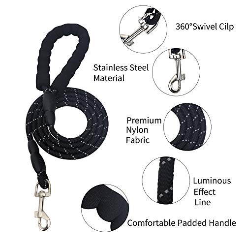 Dog Harness and Dog Leash Set No Pull Pet Harness Adjustable Vest Harness Dog Leash Puppy Harness Night-light Dog Pet Harness with Soft Mesh Nylon Dog Chest Harness for Small Medium Large Dogs Cat (L) - Thumbnail 3