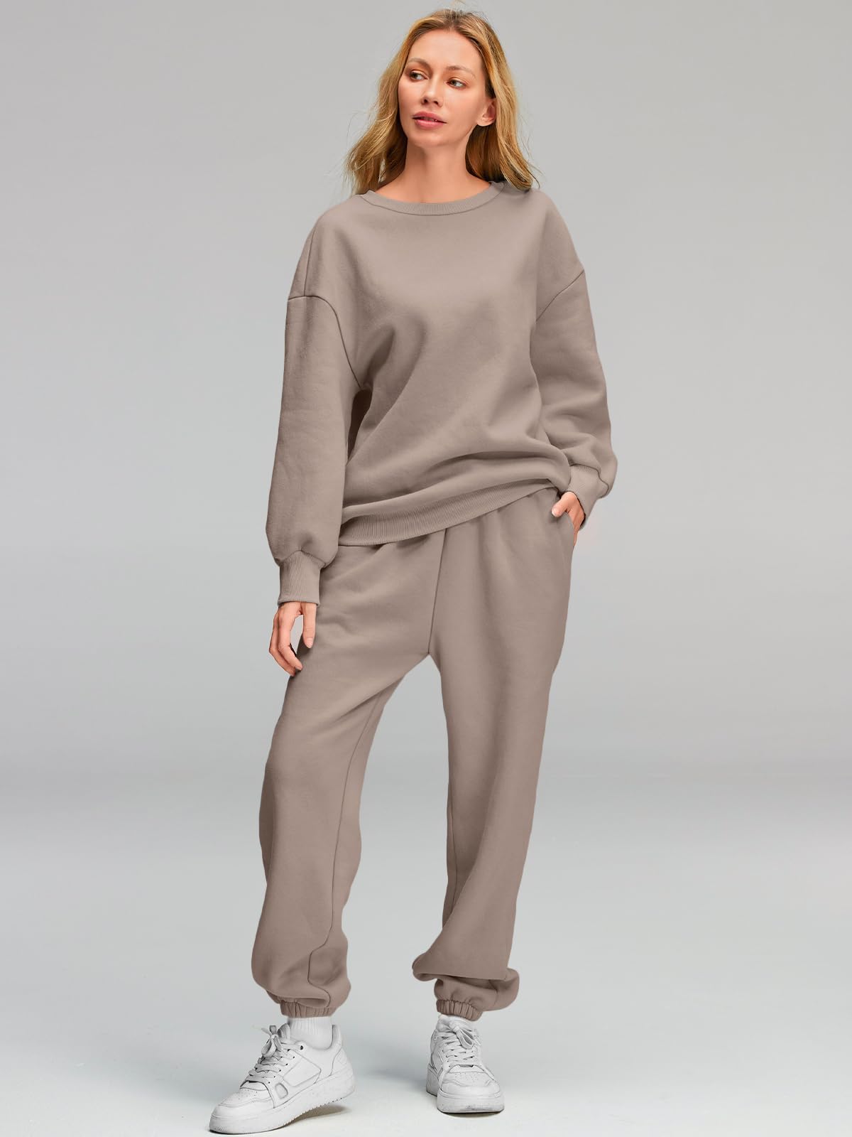 AUTOMET Sweatsuits for Women Set 2 Piece Outfits Oversized Sweatshirt Fall Outfits 2025 Lounge Sets Pullover Casual Trendy Y2k Clothing Sweatpants with Pockets CoffeeGrey L - Image 5