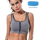 Sports Bras, Shinymod Front Zipper Compression High Impact Fitness Sports Bra