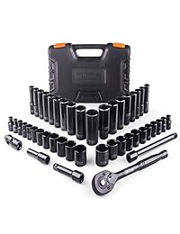 TACKLIFE 46 piezas 3 8 '' Juego de dados de transmisión, trinquete de 72 dientes con tomas métricas y SAE, accesorios mejorados   SWS2A