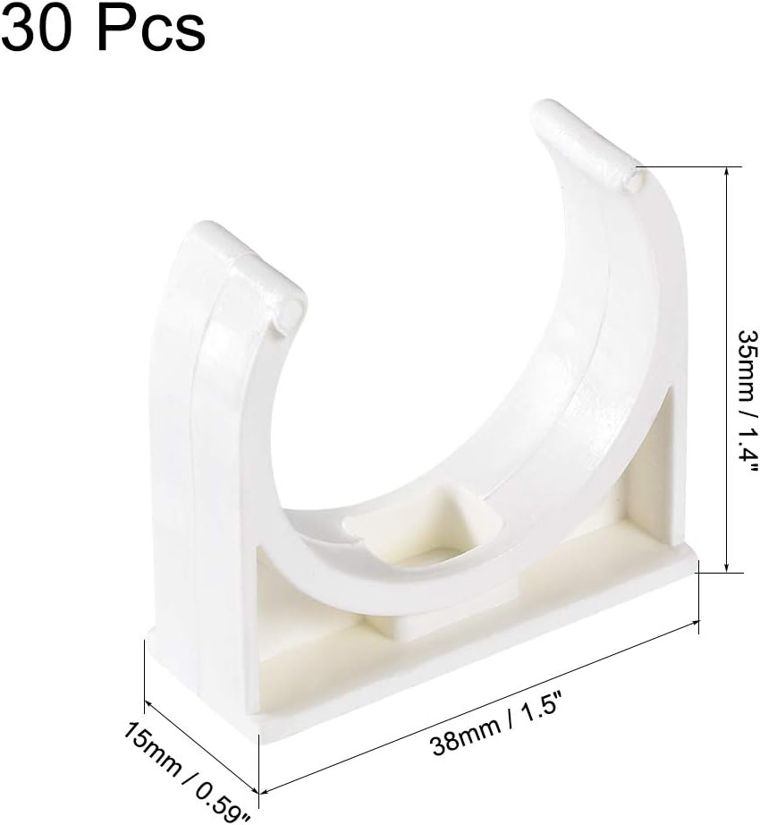 sourcing map PVC Pipe Clamps Clips 32mm, Fit for 32mm/1.26" OD TV Trays Tubing Hose Hanger Support Pex Tubing - Image 3