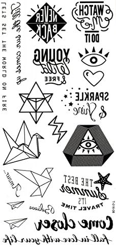 New design and hot selling Different unique Graph design realistic and fake temp tattoo stickers including paper plane,Origami,English words,etc.