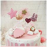 NOMSOCR Star Crown Sequin Cupcake Cake Toppers