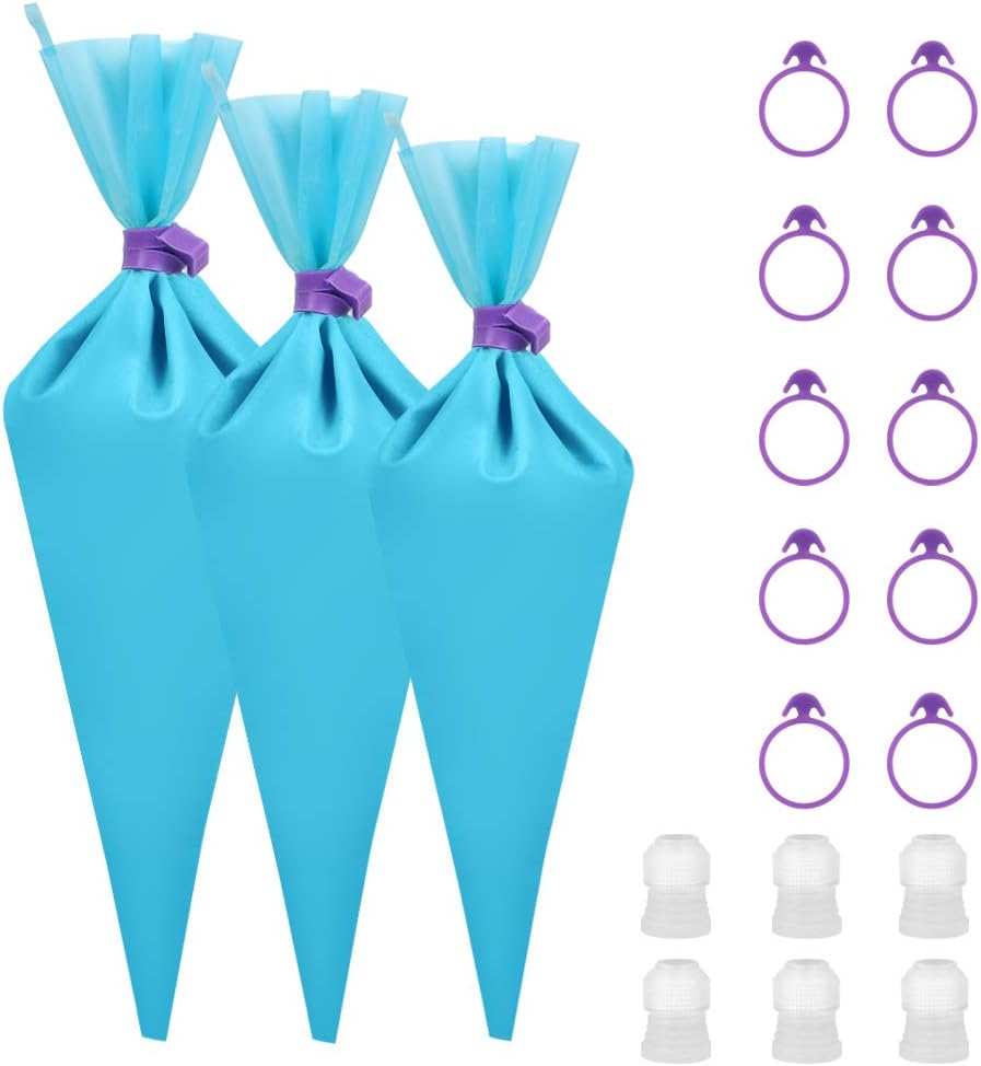 Kootek 28 Pcs Cake Decorating Tools with 12 Reusable Silicone Piping Pastry Bags 3 Sizes (12