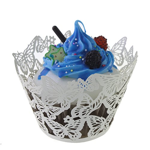 Butterfly Cupcake Liners. UNIQLED Pack of 50 Dancing Butterfly Filigree