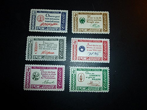 AMERICAN CREDO SERIES ~ GEORGE WASHINGTON ~ BENJAMIN FRANKLIN ~ THOMAS JEFFERSON ~ FRANCIS SCOTT KEY ~ ABRAHAM LINCOLN ~ PATRICK HENRY #1139-1144 Complete Series of 6 Singles 4 US Postage Stamps