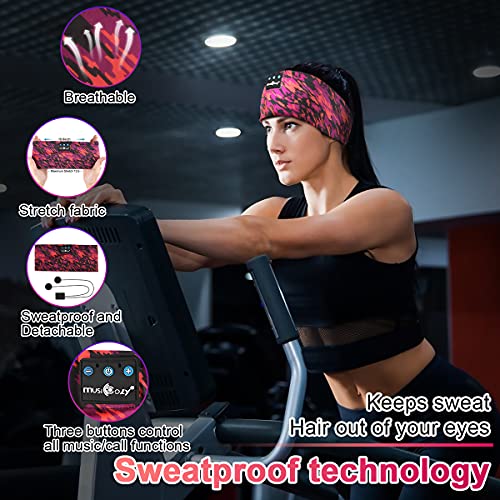 Sleep Headphones with Timer Gift for Women Men, 3-en-1 Wireless Music Sport Headband Running Headphones Earbuds with Mic Ultra-Thin HD Speakers for Sleep Sideways Travel Sport