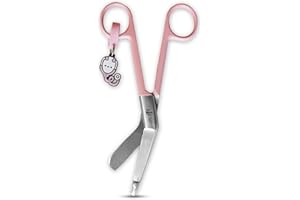 JJ LMS Nursing Scissors - Medical scissors- Blunt Tip Scissors - Stainless Steel - Design - Distinctive Keyring (Pink)