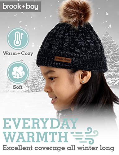 image for Brook + Bay Kids Faux Fur Pom Beanie - Fits Girls, Boys, Toddlers & Ch