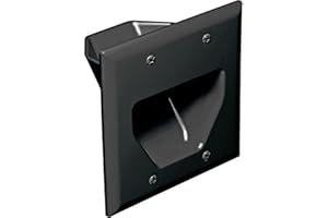 DATA COMM Electronics 45-0002-BK 2-Gang Recessed Low Voltage Cable Wall Plate Pass Through, In-Wall Cord Management for Home TV Theater, Audio & Video Devices, Black