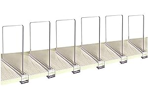 CY craft Acrylic Shelf Divider, Wood Shelf Dividers,Clear Closet Shelf Separators Clothing Organizer Perfect for Bedroom Shelving Organization and Kitchen Cabinet Shelf Storage,6 PCS