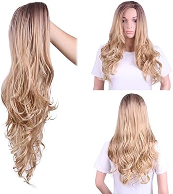 Haned Synthetic Blonde Ombre Hair Wigs For Black Women Long Wig