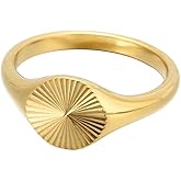 Elefezar Stainless Steel Sun Burst Statement Ring 18K Gold Plated Signet Rings Sunshine Jewelry Minimalist Sunbeam Ring