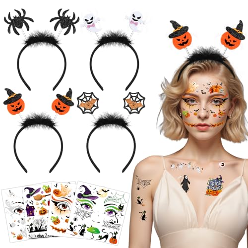 4pcs, Headband & Tattoos