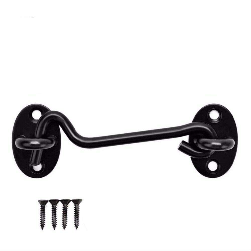 SUPERTOOL Stainless Steel Window Hook, Durable,12", with Screws, Black Security Eye Latch Lock for Window Door Cabin (1Pcs)