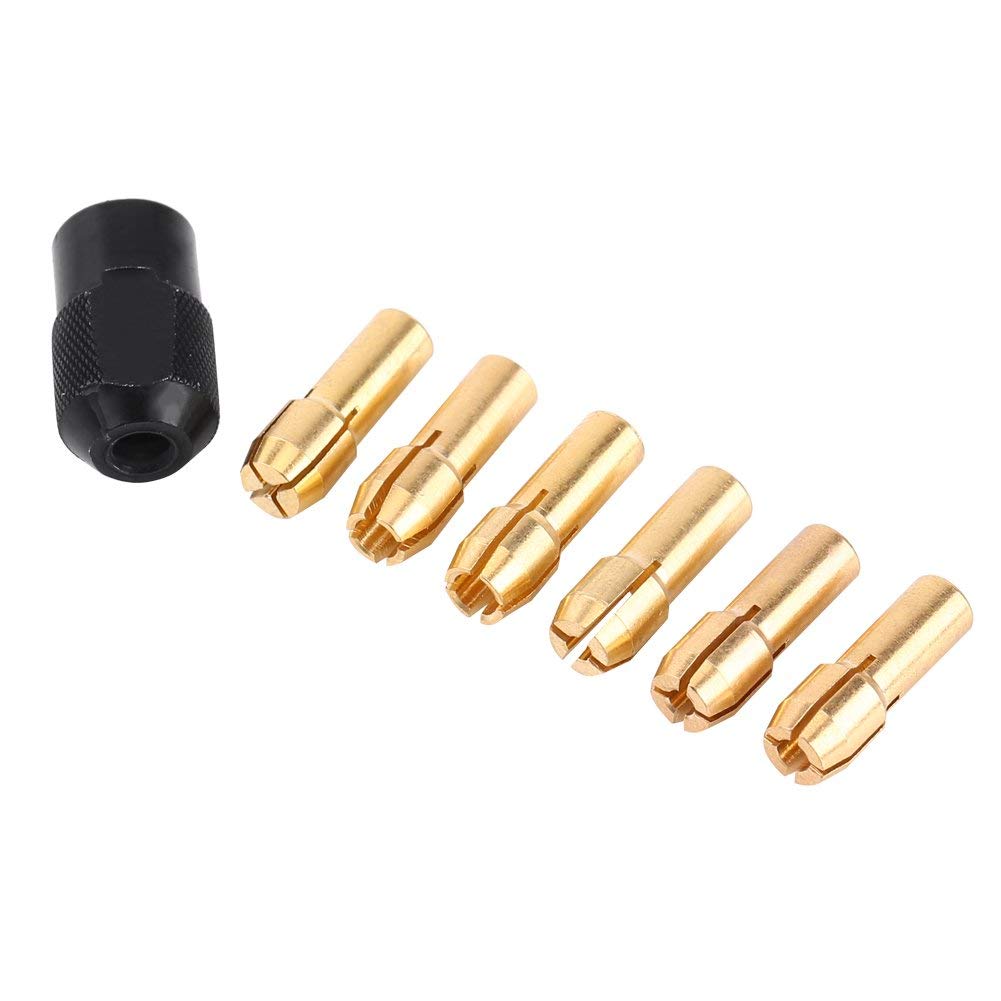 7pcs/Set Collet Chuck Sleeves Mini Mandrino Milwaukee Collet Including 1mm-3.2mm with Black Plastic M8×0.75 CoverFits Rotary Tools