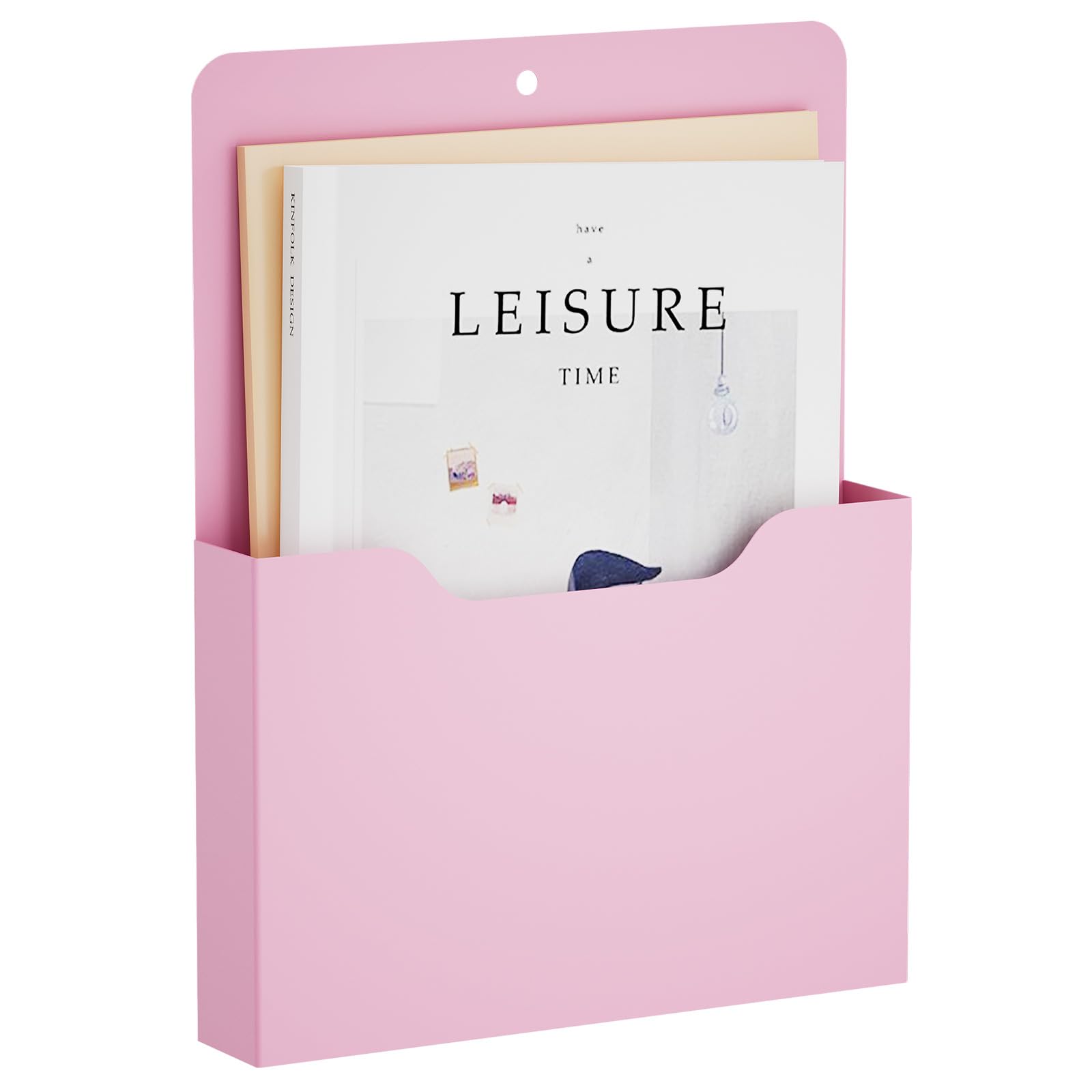 Photo 1 of Magnetic File Holder - Magnetic Paper Holder, Pocket Organizer Office Supplies Storage Mail Organizer for Notebooks,Planners,Letter (Pink)
