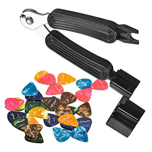 Guitar String Winder Cutter and Bridge Pin Puller, Guitar Repair Tool Functional 3 in 1 (with 24 picks)
