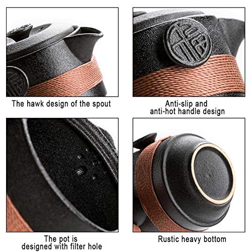Adminitto88 Reise-Keramik-Teeset, Tragbares Kung-Fu-Teeset Mit Einem Topf Und Zwei Tassen, Mit Tee-Wasserabscheidebecher-Filter Und Aufbewahrungsbeutel – Bild 8