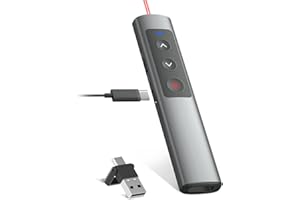 KTPYRP Rechargeable Presentation Clicker - 2 in 1 USB C Powerpoint Clicker with Laser Pointer, Clicker for PowerPoint Presentations Wireless Presenter Remote for Mac/Computer/Laptop/Keynote