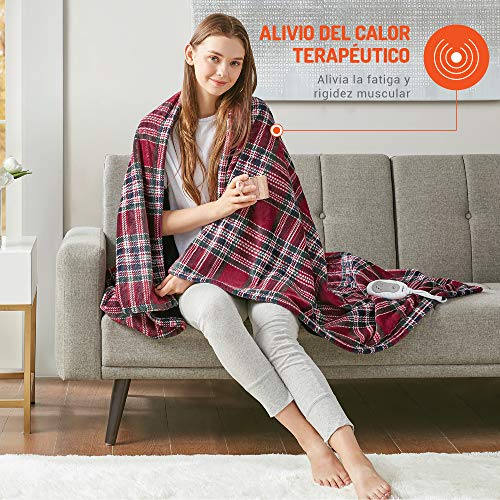 Degrees Of Comfort Electric Heated Throw Blanket Red Plaid 50 x 60