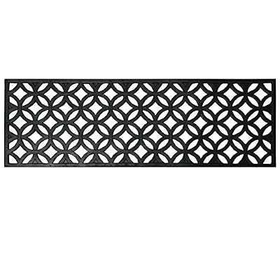 Rubber-Cal"Azteca" Indoor Outdoor Stair Treads - 9.75" x 29.75" Rubber Step Mats - Black - 6pack