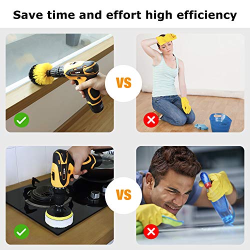 16 Piece Drill Brush Attachment Set, ONE PIX Power Scrubber Cleaning Kit with Extend Long Attachment Scrub Pads Sponge for Grout, Tile Sealants, Carpet, Sink, Bathtub, Floor, Wheels