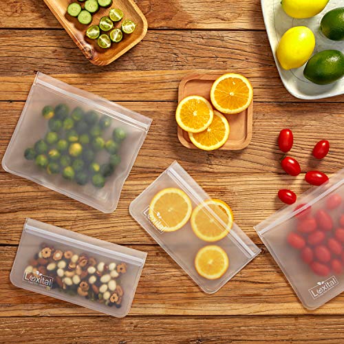 Reusable Sandwich Bags,Luxital 5 Pack Ziplock Storage Bags, EXTRA THICK