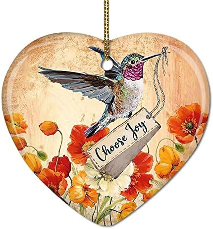 Ornaments - 2023 Christmas Ornaments, Christmas Decorations - Faith Hummingbird Choose Joy Heart Ornament - Best Gifts for Christmas - AGLZ1110004Z (Pack 1)