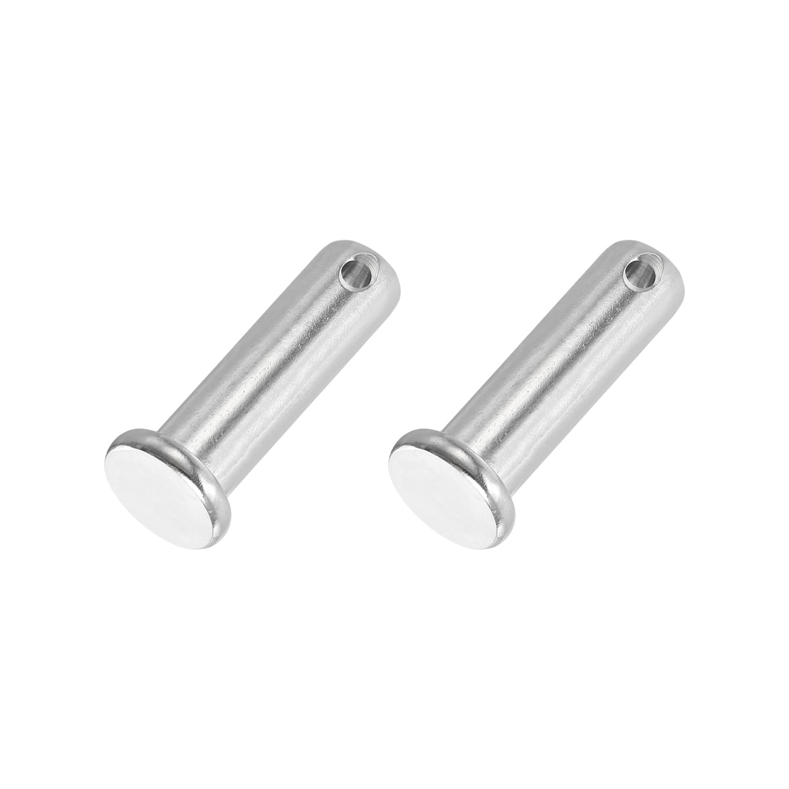 PATIKIL 12 x 40 mm Single Hole Clevis Pins, 2 Pcs 304 Stainless Steel Flat Head Pin for Hitch Pin Lock Link Hinge Systems, Silver