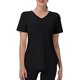 Kaleforneo Womens Workout Tops Short Sleeve T Shirts Moisture Wicking Yoga Gym Running Hiking V Neck Athletic Tee