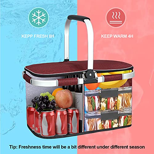 35L Large Picnic Basket Shopping Travel Camping Grocery Bags