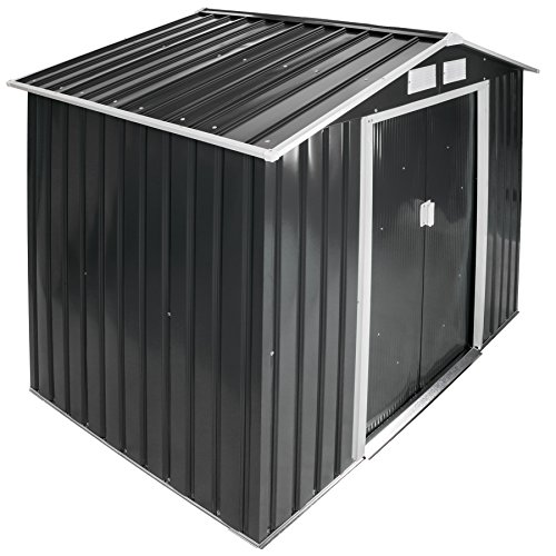 tectake Abri de Jardin en métal cabane à Outils Rangement | + Fondation | diverses Couleurs au Choix et modèles (Type 3 | Gris | no. 402568)