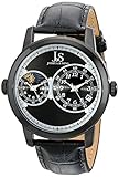 Joshua & Sons Men's JS87BK Black Watch with Black Leather Band