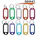 TECKMAN Key Tags with Ring,50 Pack ID Tags for Keychain, Men, Kids,Pet,Luggage & Bag with Label Window-10 Different Assorted Colors
