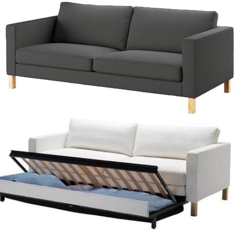 HomeTown Market The Durable Cotton IKEA Karlstad 3 Seater Sofa Bed Or Sleeper Cover Replacement is Custom Made for IKEA Karlstad Sofa Bed Slipcover. (Dark Gray)