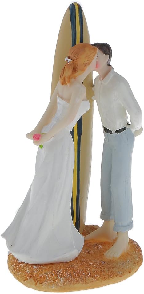 Voxloud Com Magideal Figurine De Couple Nouveau Marie Baiser Devant Planche De Surf Pour Mariage De Plage Accessoires De Decoration Ustensiles A Patisserie