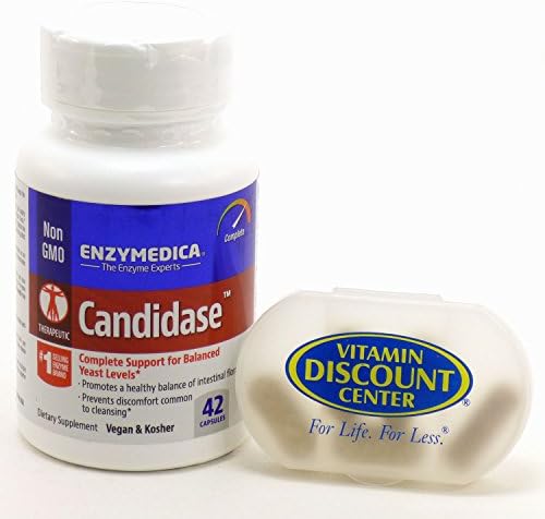 Bundle - 2 Items: 1 Bottle of Candidase by Enymedica - 42 Capsules and 1 VDC Pill Box