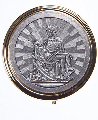 Holy Communion Pyx 6.5 cm diameter x 2 cm deep. Pix For Communion Hosts. Pieta design. Pyx for a Chaplain. Pyx for a Deacon.Priest's Communion Pyx.