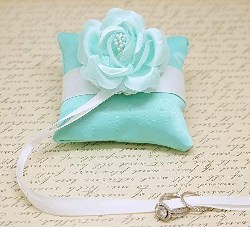 Amazon Com Aqua Blue Ring Pillow Dog Collar Dog Ring Bearer