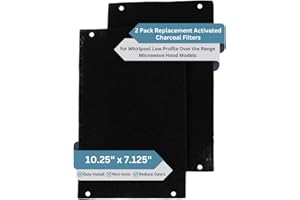 Fresh Headquarters 2-Pack Activated Carbon Charcoal Microwave Hood Filters - 10.25" x 7.125" Microwave Hood Filters - Compatible with Whirlpool WML55011HS & WML75011HZ Low‑Profile Models, Made in USA