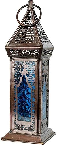 Blue Glass Moroccan Lantern Candle Holder