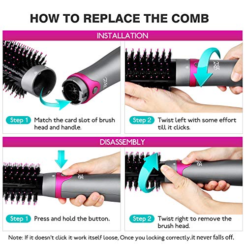 BZ 6 in 1 Hair Dryer Brush and Volumizer, Detachable Hair Dryer Styler