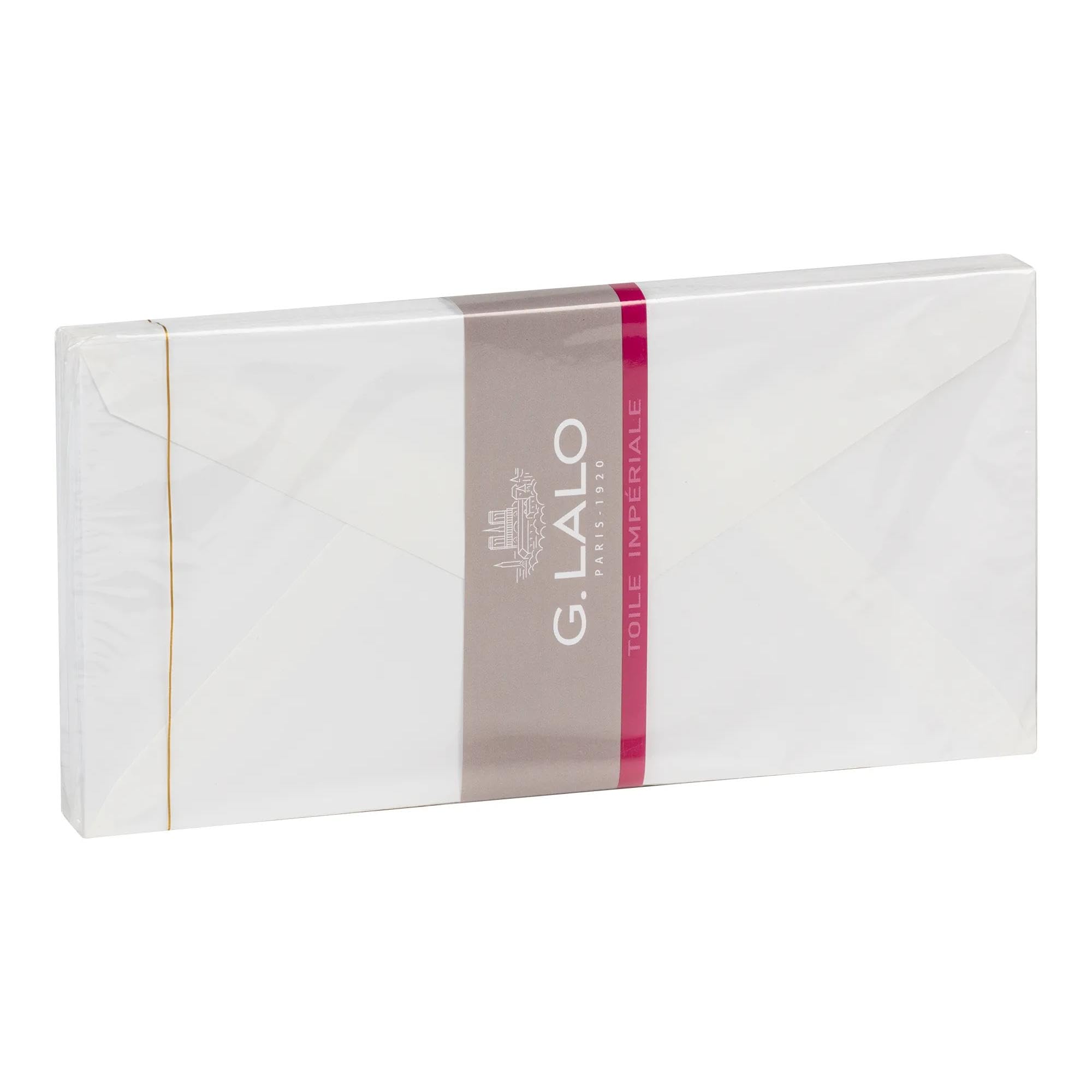 Lalo 23500L - Toile Imperiale Pack of 20 gummed Lined envelopes. Size: DL 11x22 cm 100g, Imperial Cloth, White, Lined, Correspondence, Paper Made in France